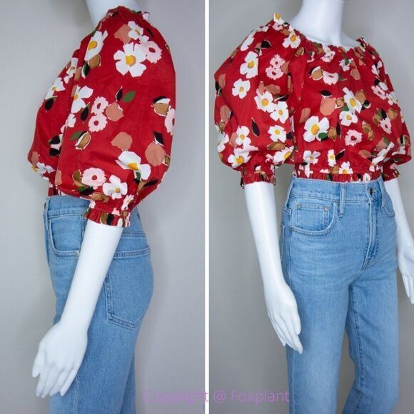 NWT kate spade Botanical garden aperitif top, Red and White - Picture 15 of 15